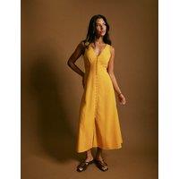 Nobody's Child Lyocell Rich Midaxi Waisted Dress with Linen Yellow