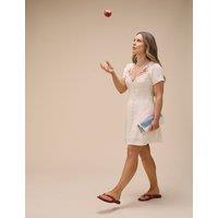 Nobody's Child Pure Cotton Embroidered Mini Tea Dress Cream