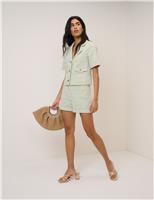 Nobody's Child X Louise Thompson Boucle Collared Short Sleeve Jacket Green