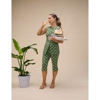 Nobody's Child X Louise Thompson Cotton-Rich Spot Print Capri Trousers Green