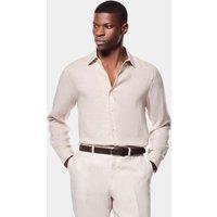 Hawes & Curtis Slim Fit Pure Linen Shirt Natural