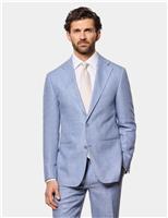 Hawes & Curtis Tailored Fit Pure Linen Suit Jacket Blue