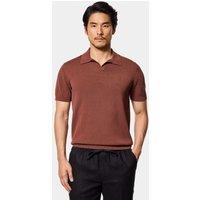 Hawes & Curtis Pure Cotton Knitted Polo Shirt Brown