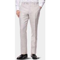 Hawes & Curtis Tailored Fit Pure Linen Single Pleat Trousers Light Grey