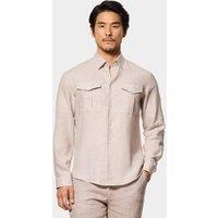 Hawes & Curtis Slim Fit Pure Linen Shirt Natural Mix