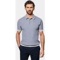 Hawes & Curtis Pure Cotton Textured Knitted Polo Shirt Blue