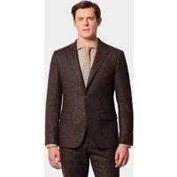 Hawes & Curtis Slim Fit Pure Wool Herringbone Suit Jacket Brown
