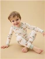 MORI Cotton Blend Monkey Pyjamas (0-6 Yrs) White Mix