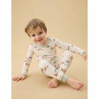 MORI Cotton Blend Monkey Pyjamas (0-6 Yrs) White Mix