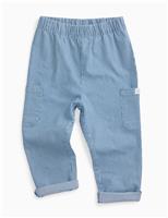 MORI Denim Striped Elasticated Waist Trousers (3 Months-4 Years) Blue Denim