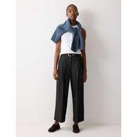 Jigsaw Denim Pleat Front Ankle Grazer Trousers Black