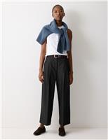 Denim Pleat Front Ankle Grazer Trousers