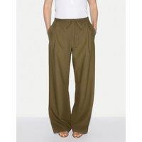 Jigsaw Wool Blend Tailored Drawstring Trousers Green