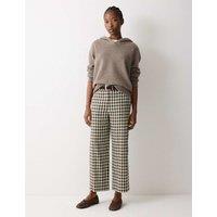 Jigsaw Linen Blend Checked Cropped Trousers Green Mix
