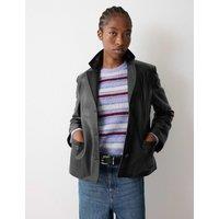 Jigsaw Leather Tailored Single Breasted Blazer Black
