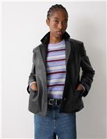 Leather Tailored Single Breasted Blazer