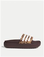 Adilette Leopard Print Flatform Sliders