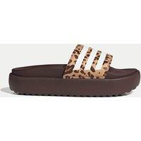Adidas Adilette Leopard Print Flatform Sliders Brown Mix