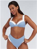 Boux Avenue Rivoli Textured Padded Balconette Bikini Top Blue Mix