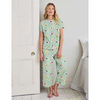 Chelsea Peers Cotton Rich Playing Card Animals Print Long Pyjama Set Green