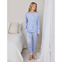 Chelsea Peers Crew Neck Printed Pyjama Set Blue