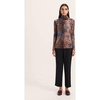 SABA Cotton Blend Leopard Print Ribbed Top Multi