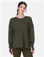 Sweaty Betty After Class Cotton Modal Longline Sweatshirt Brown