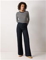 High Waisted Patch Pocket Wide Leg Jeans