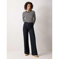 Jigsaw High Waisted Patch Pocket Wide Leg Jeans Indigo