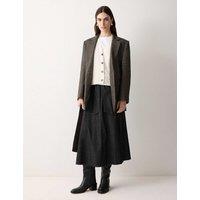Jigsaw Denim Tie Belt Midi A-Line Skirt Black