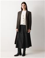 Denim Tie Belt Midi A-Line Skirt