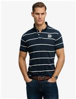 Superdry & Co Pure Cotton Jersey Striped Polo Shirt Navy Mix