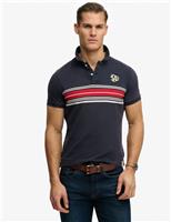 Superdry & Co Pure Cotton Jersey Striped Polo Shirt Navy Mix