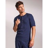 David Gandy Wellwear Premium Cotton Modal Henley Pyjama Tee Navy