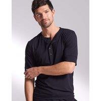 David Gandy Wellwear Premium Cotton Modal Henley Pyjama Tee Black