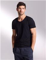 David Gandy Wellwear Ultimate Cotton Modal Scoop Neck T-Shirt Light Blue