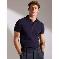 David Gandy Wellwear Pure Cotton Textured Polo Shirt Navy