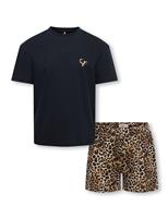 Kids Only Pure Cotton Leopard Print Pyjamas (7-14 Yrs) Black Mix