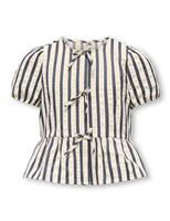 Cotton Blend Striped Bow Peplum Hem Blouse (8-14 Yrs)