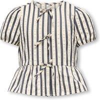 Kids Only Cotton Blend Striped Bow Peplum Hem Blouse (8-14 Yrs) Navy Mix