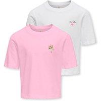 Kids Only 2 Pack Pure Cotton Printed T-Shirts (7-14 Yrs) Pink Mix