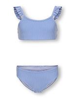 Striped Seersucker Frill Shoulder Bikini (7-14 Yrs)