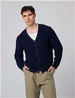 Peregrine Pure Cotton Textured V-Neck Cardigan Green