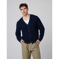 Peregrine Pure Cotton Textured V-Neck Cardigan Navy
