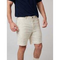 Peregrine Pure Linen Striped Shorts Beige Mix