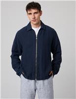 Peregrine Pure Linen Bomber Jacket Navy