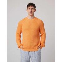 Peregrine Pure Cotton Textured Crew Neck Jumper Orange