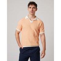 Peregrine Pure Cotton Textured Polo Shirt Orange