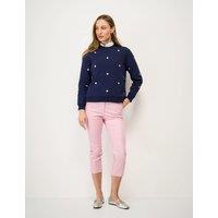Crew Clothing Cotton Rich Embroidered Crew Neck Sweatshirt Navy