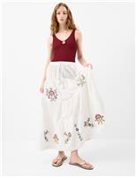 Embroidered Maxi Tiered Beach Skirt